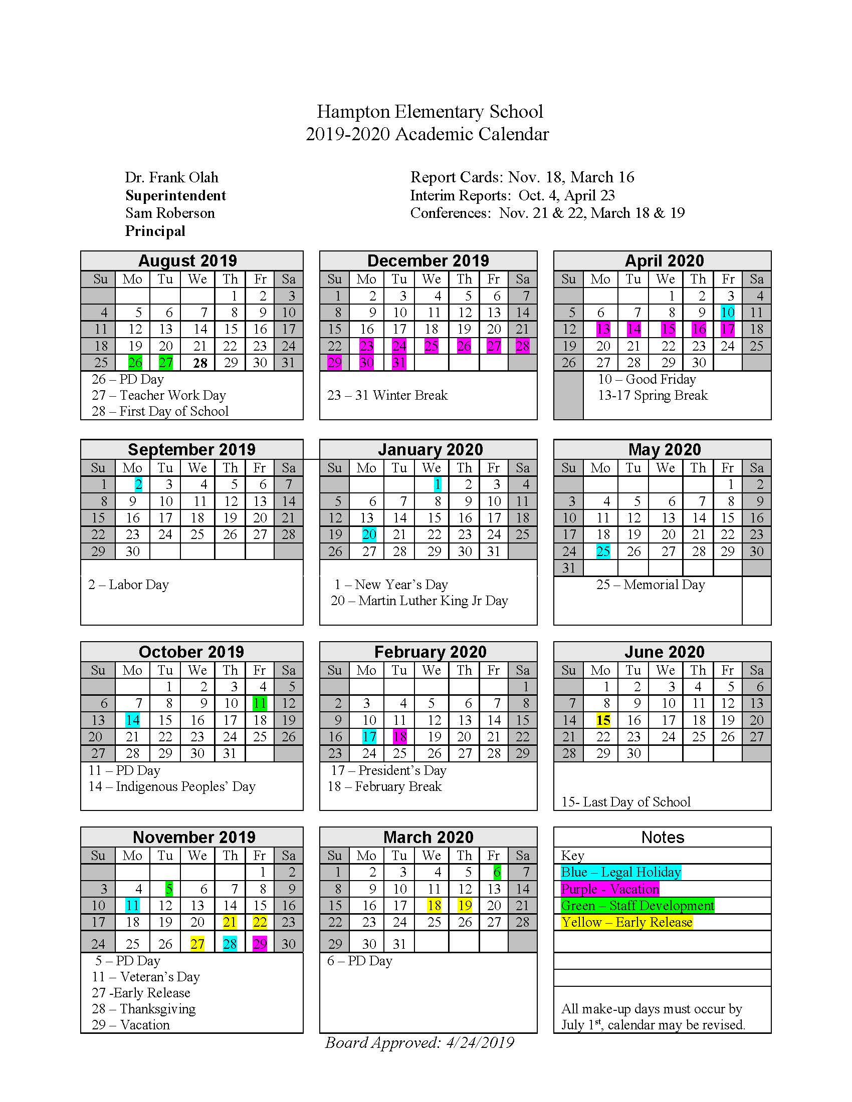 Hampton Public Schools Calendar 2020 PublicHolidays us